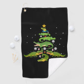 Alligator met kerstboomkoorts met loopvlakverlicht golfhanddoek (Insitu)