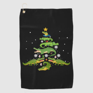Alligator met kerstboomkoorts met loopvlakverlicht golfhanddoek