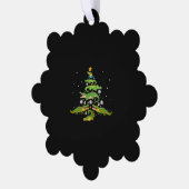 Alligator met kerstboomkoorts met loopvlakverlicht ornament kaart (Links)