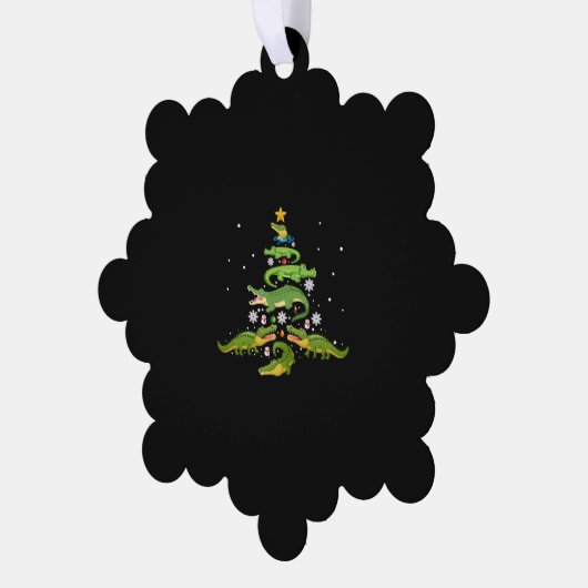 Alligator met kerstboomkoorts met loopvlakverlicht ornament kaart (Links)