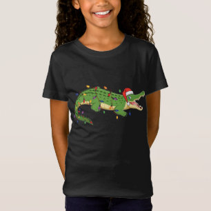 Alligator met kerstlampjes met Pet van Santa X T-shirt