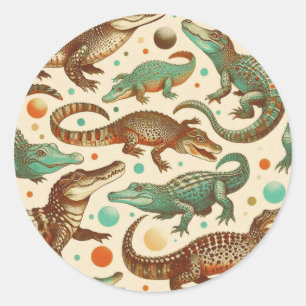  alligator naadloos ronde sticker