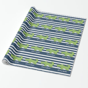 Alligator Navy and White Wrapping Paper Cadeaupapier