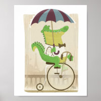 Alligator op fiets in Parijs