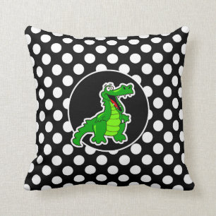 Alligator op zwarte en witte pooldots kussen