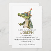 Alligator Party Invitation Invitation pool party (Devant / Derrière)