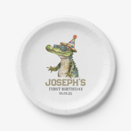 Alligator Party Uitnodiging Uitnodiging zwembad pa Papieren Bordje