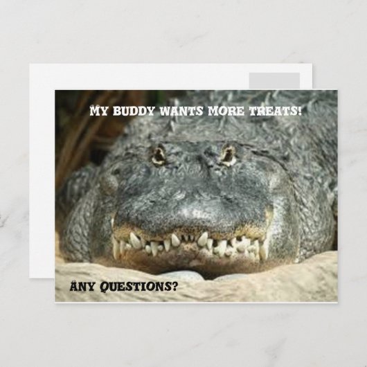 Alligator Plus de traitements Carte postale (Devant / Derrière)
