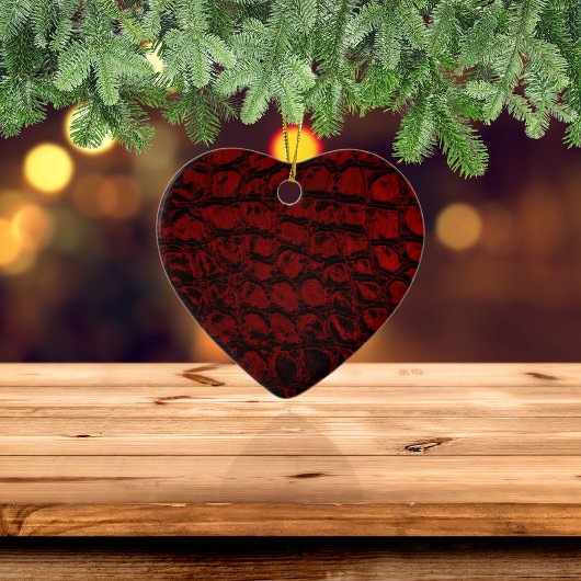 Alligator Red Faux Leather Keramisch Ornament