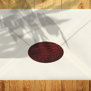 Alligator Red Faux Leather Ovale Sticker