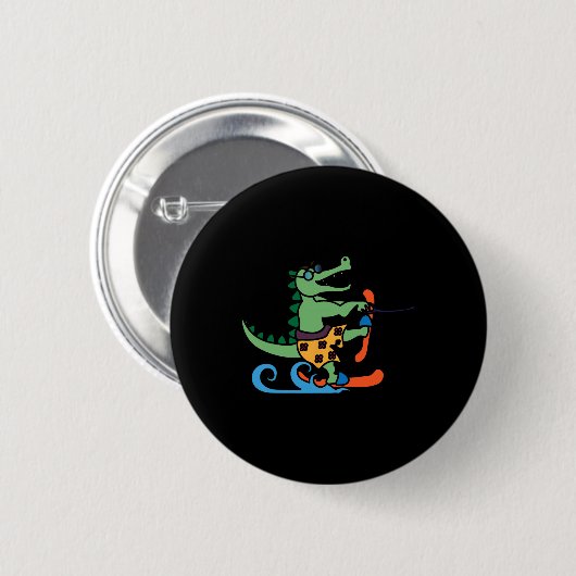 Alligator Reptile water Ski Ronde Button 5,7 Cm (Voorkant /achterkant)