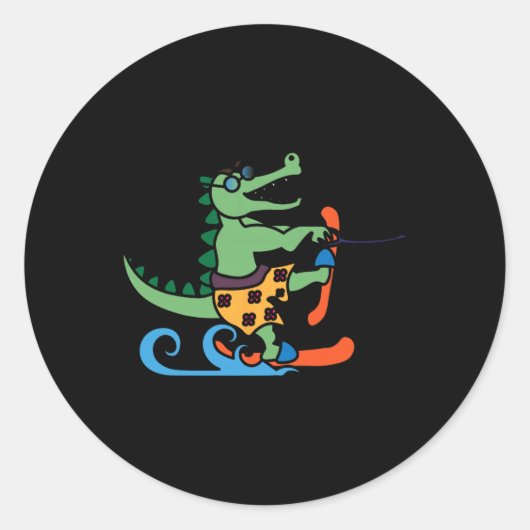 Alligator Reptile water Ski Ronde Sticker (Voorkant)