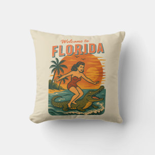 Alligator Surfen Strand Pin-up Retro Kust Kunst Kussen