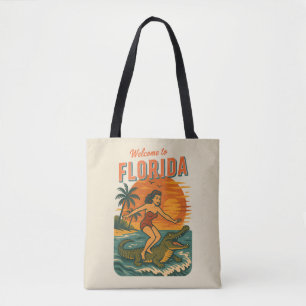 Alligator Surfer Strand Pin-Up Retro Kust Surfen Draagtas