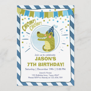 Alligator verjaardagsuitnodiging Alligator party B Kaart