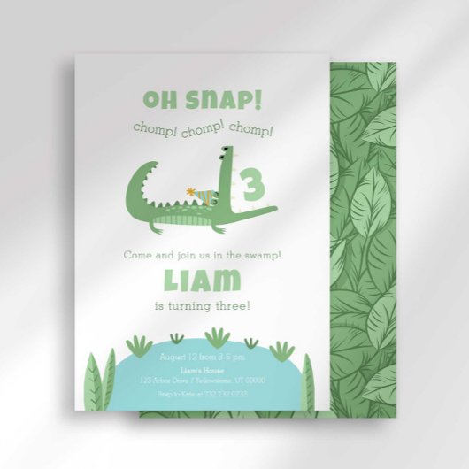 Alligator verjaardagsuitnodiging kaart