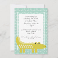 Alligator Vert Bébé Garçon Douche Invitations