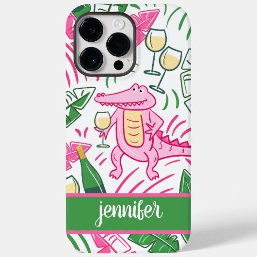 Alligator Wine Roze Groene Preppy Gepersonaliseerd Case-Mate iPhone Case (Achterkant)