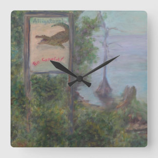 ALLIGATORS BE CAREFUL! Wall Clock Vierkante Klok