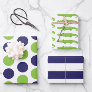 AlligatorStippen Rugby Stripes Gift Wrap Sheets Inpakpapier Vel