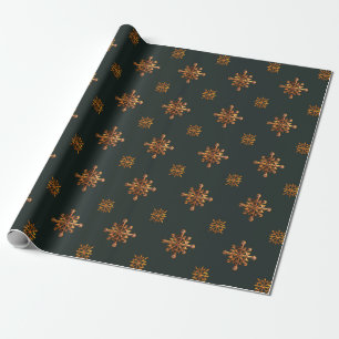 Allin Grey " GROEN EN GOLD SNOWFLAKES" Cadeaupapier