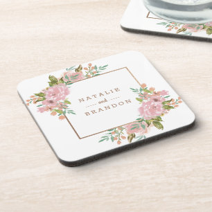 Alling Rose Vintage Dusty Pink Wedding Monogram Bier Onderzetter
