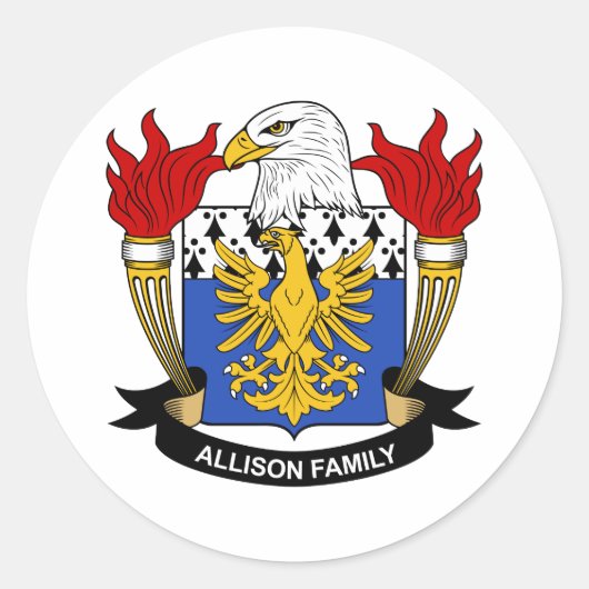 Allison Family Crest Ronde Sticker (Voorkant)