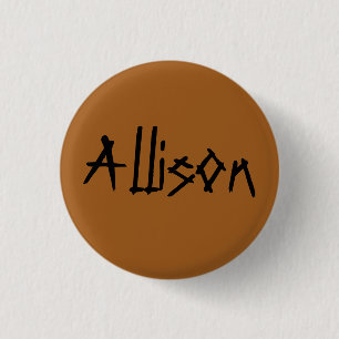 Allison van weeszwart verontruste lettertype ronde button 3,2 cm