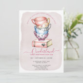 Allison's Onederland Meisje's Par-Tea 1e Verjaarda Kaart (Staand voorkant)