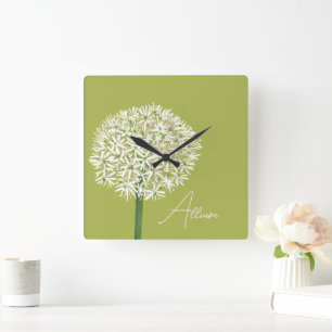 Allium Bloem Botanische Kunst Elegante Flora Vierkante Klok