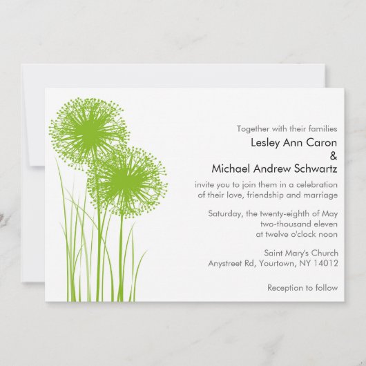 Allium in de uitnodiging voor het huwelijk (Voorkant)