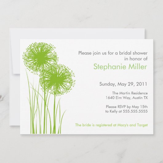 Allium in Grass Shower Invitation Kaart (Voorkant)
