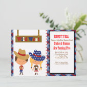 ALLO ! Invitation d'anniversaire de cowboy et de (Debout devant)