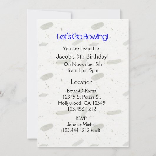 Allons au Bowling ! Invitation à la fête d'anniver (Dos)