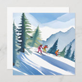 Allons skier | Carte d'eau d'hiver (Devant / Derrière)