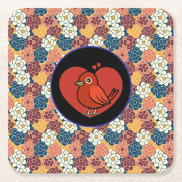 allover flower design vierkante kartonnen onderzetter