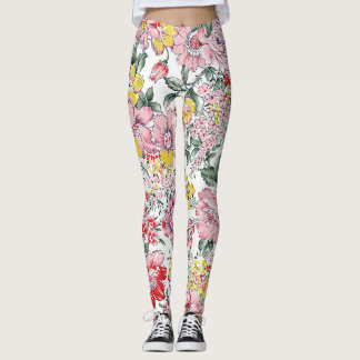 Allover Flowers: witte achtergrond. Leggings