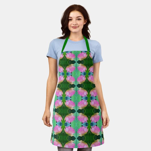 Allover Imprimer tablier rose Lotus Abstrait (Porté)