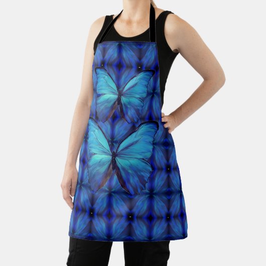 Allover Print Schort Blauwe Morpho Vlinders (Insitu)