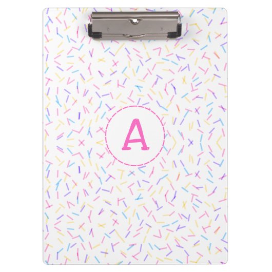 Allover Sprinkles Roze Multi-Initiaal Klembord (Voorkant)
