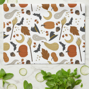 alloween graphismes serviette de cuisine illustrée