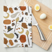 alloween graphismes serviette de cuisine illustrée (Quart Plié)