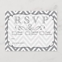 Alloy Gray & White Chevron Wedding RSVP-kaarten RSVP Kaartje