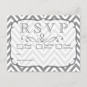 Alloy Gris & Blanc Chevron Wedding Cartes RSVP