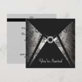 Allround Zwarte Damask Feest Template Kaart (Voorkant / Achterkant)