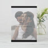 Allure Kalligrafie Foto Zwart & Wit Huwelijk Kaart (Staand voorkant)