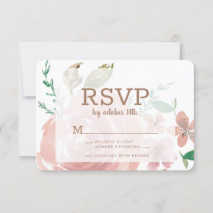 Allurerende Roos Stusty Pink Floral Waterverf RSVP Kaartje