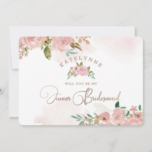 Alluring Roos  Pink Jr. Bridesmaid Voorstel (Voorkant)