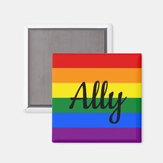 Ally | Aimant à drapeau de la fierté arc-en-ciel (Recto/Verso)