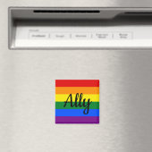 Ally | Aimant à drapeau de la fierté arc-en-ciel (In Situ (Lave-vaisselle))